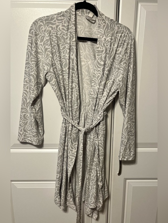 Pajama Drama Other - Light Gray Floral Print Women's Robe - Soft Wrap Lounge Robe-S